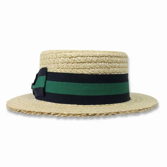 Men's Straw Boater Hat Skimmer Barbershop Sailor Authentic